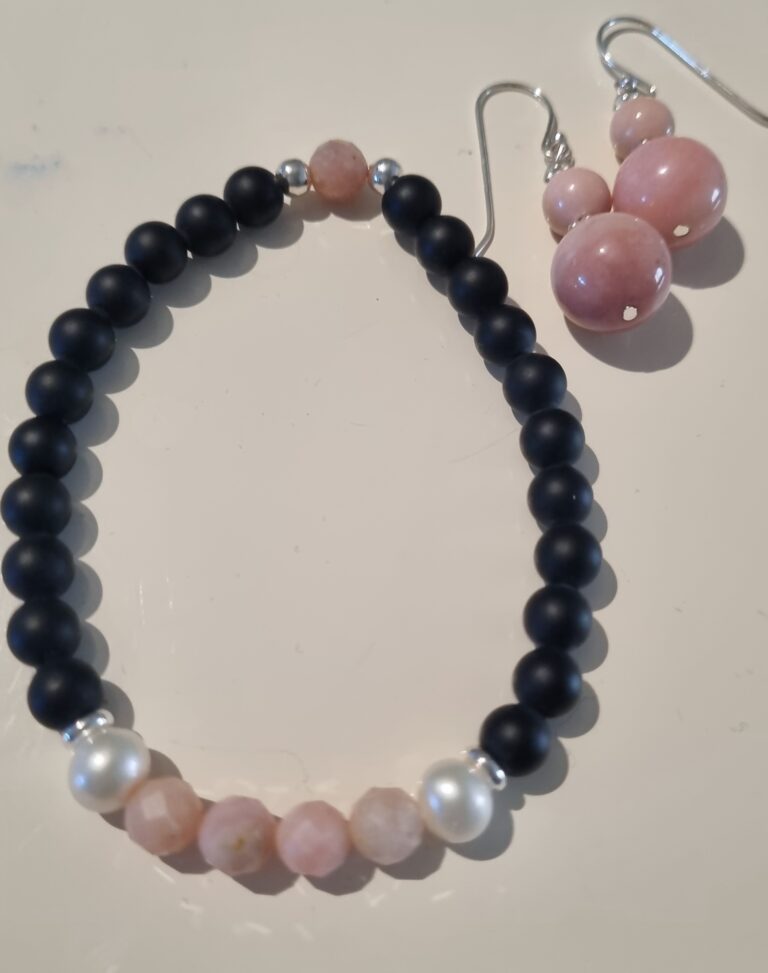 9 bracelet d'onyx et d'andenopal