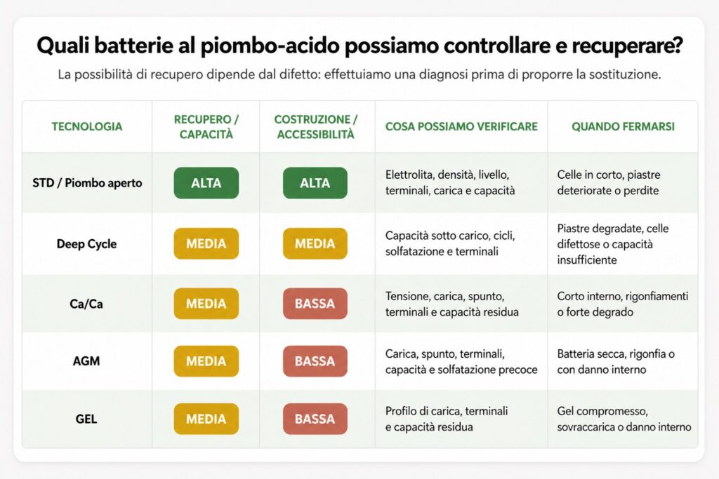 recupero batterie al piombo gel agm std